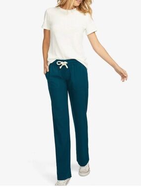 American Giant linen blend pull on teal pants M